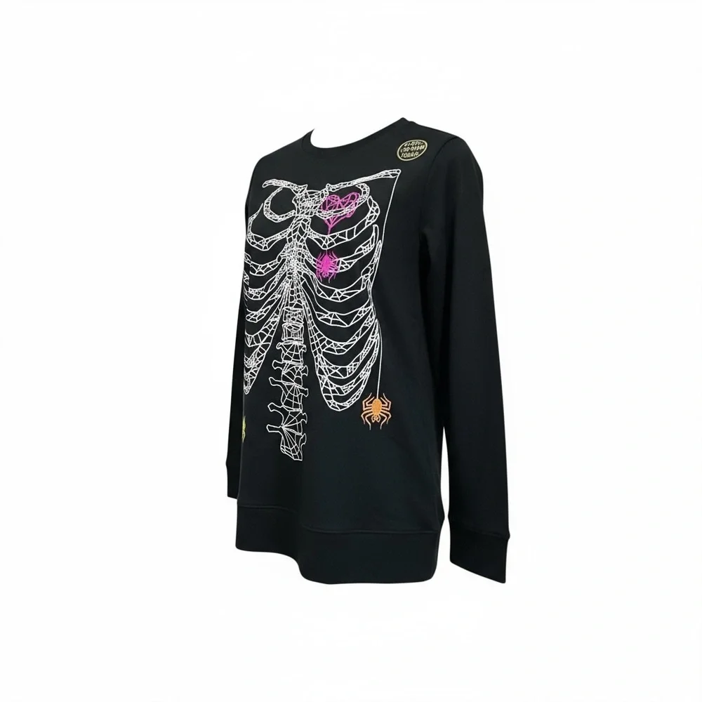 Cat & Jack Glow-in-the-Dark Skeleton‎ Spiderweb Halloween Shirt (Girls 8/10)